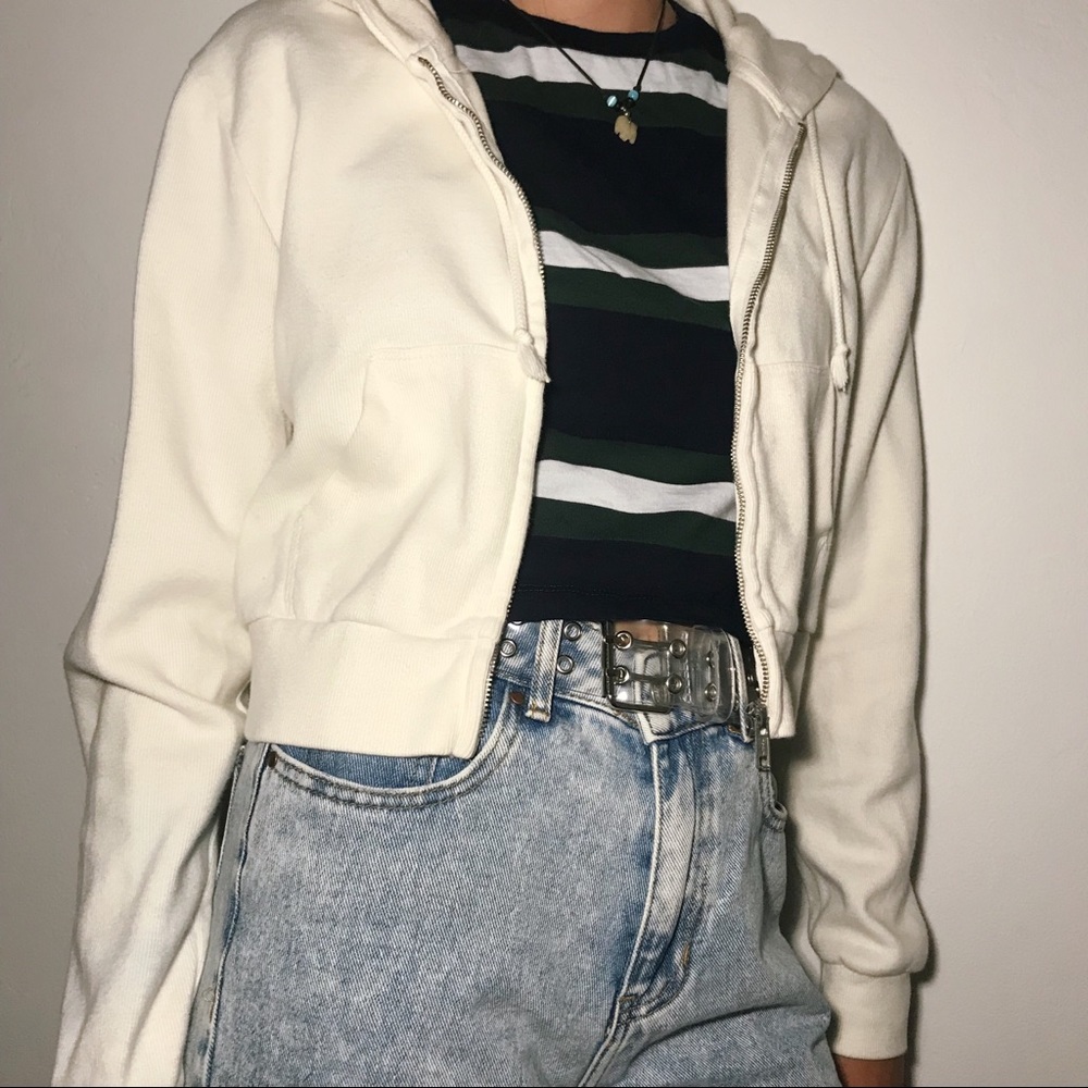 Brandy Melville White Zip Up Hoodie